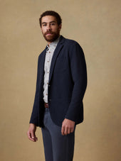 Inlet Knit Tweed Blazer - Navy Twilight Herringbone