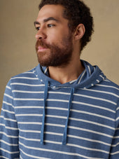 Sunwashed Organic Hoodie - Breaker Blue Breton Stripe