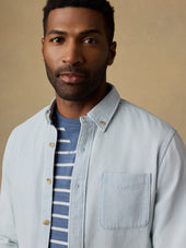 Organic Denim Button Down Shirt - Rocky River Wash