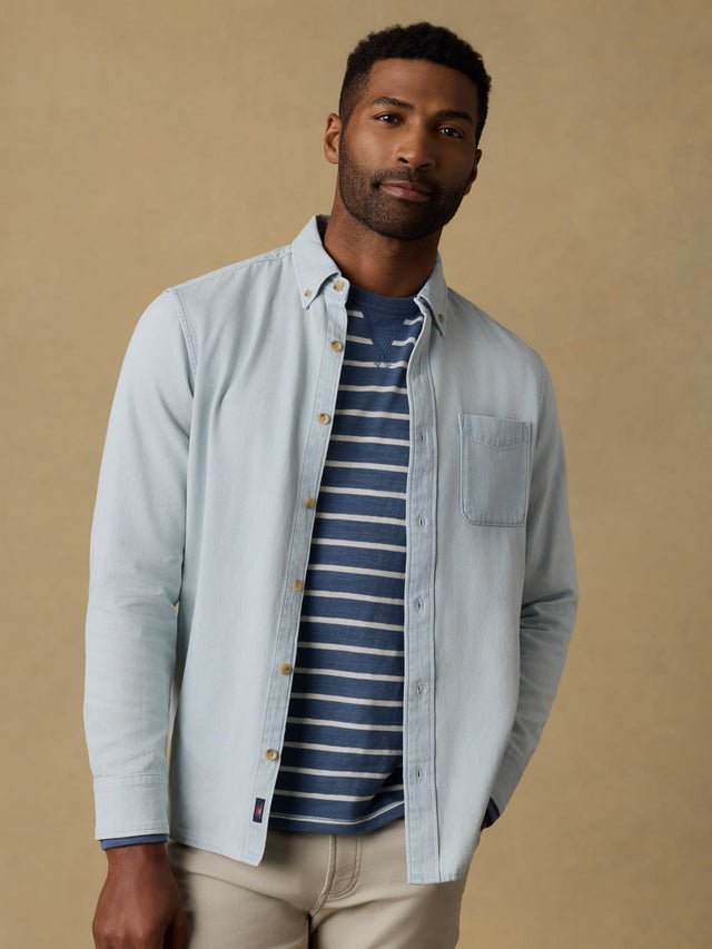 Organic Denim Button Down Shirt - Rocky River Wash