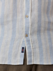 Short-Sleeve Palma Linen Shirt - Island Blue Stripe