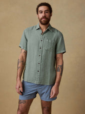 Short-Sleeve Palma Linen Shirt - Spruce