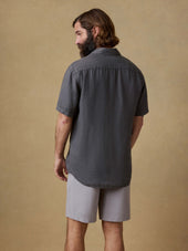 Short-Sleeve Palma Linen Shirt - Washed Black Basketweave