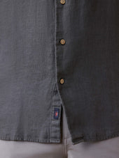 Short-Sleeve Palma Linen Shirt - Washed Black Basketweave