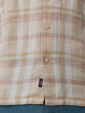 Short-Sleeve Palma Linen Camp Shirt - Mauve Sand Plaid