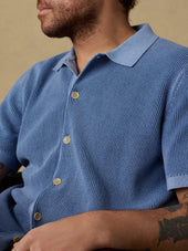 Short-Sleeve Sunwashed Sweater Shirt - Blue Sea