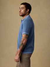 Short-Sleeve Sunwashed Sweater Shirt - Blue Sea