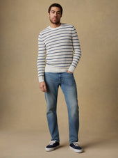 Sunwashed Crewneck Sweater - Ivory Night Stripe