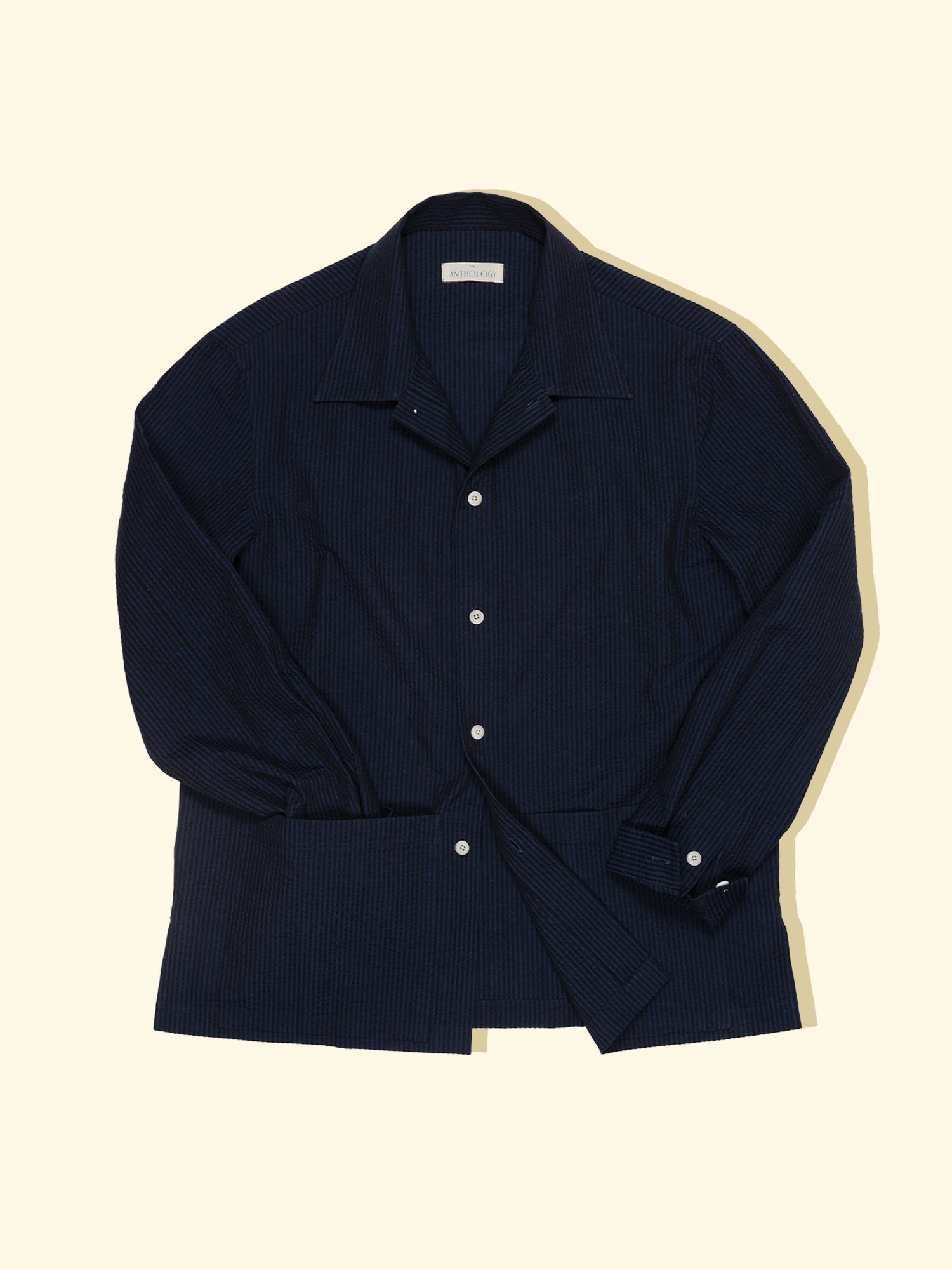 Siesta Overshirt - Navy Seersucker — The Anthology