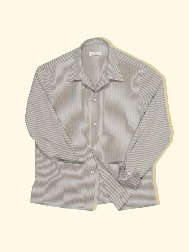 Siesta Overshirt - Taupe/Stone Seersucker — The Anthology