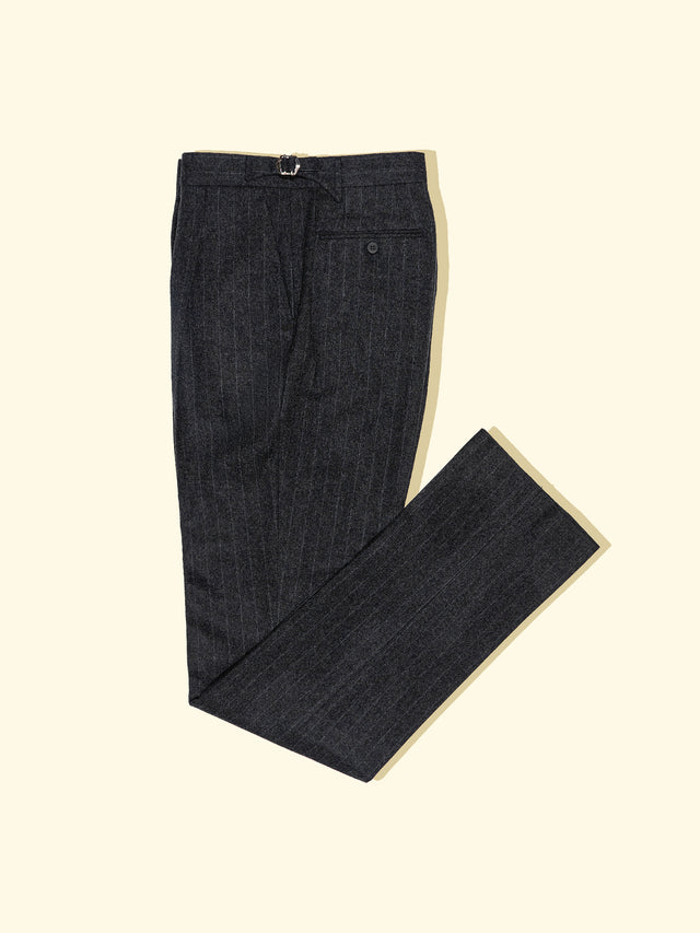 Flannel Suit Trousers - Mid-Grey Shadow Stripes — The Anthology