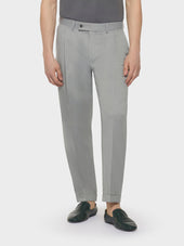 Pantalone slim fit in flanella di lana grigio