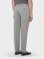 Pantalone Slim Fit In Flanella Di Lana Grigio