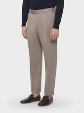 Pantalone slimt fit in flanella di lana beige