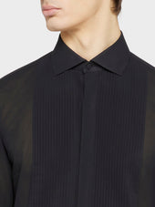 Camicia Slim In Cotone Nero