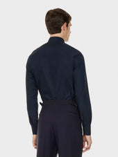 Camicia Da Cerimonia In Cotone Blu Notte