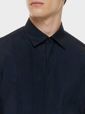 Camicia Da Cerimonia In Cotone Blu Notte