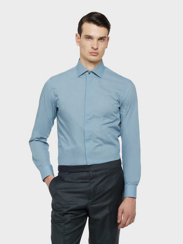 Camicia slim in cotone verde