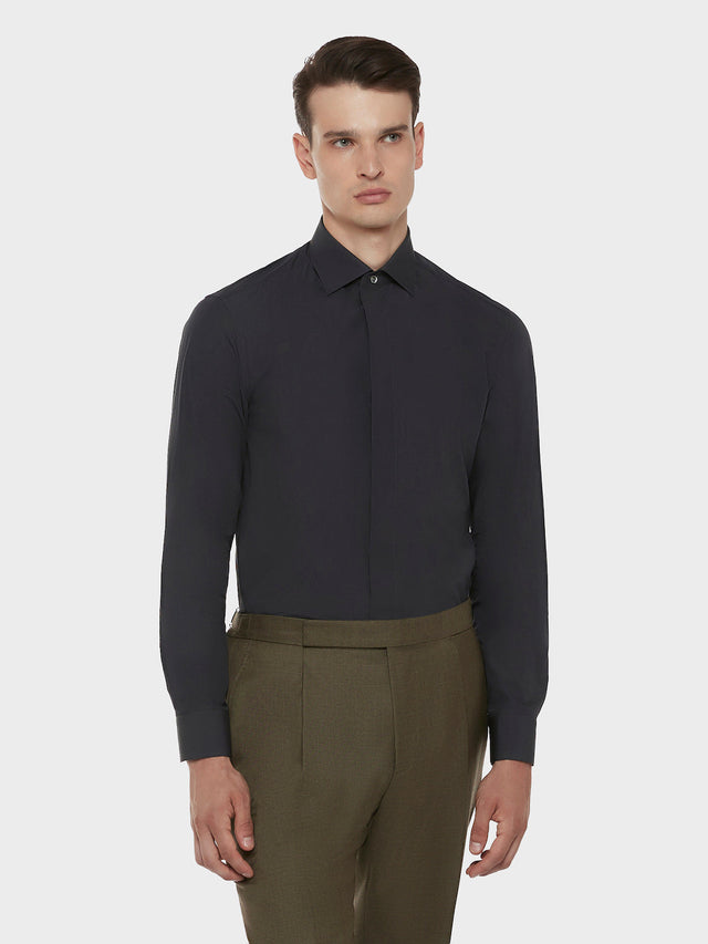 Camicia slim in cotone grigio antracite