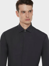 Camicia Slim In Cotone Grigio Antracite