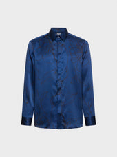 Camicia In Seta Floreale Blu