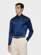 Camicia in seta floreale blu