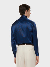 Camicia In Seta Floreale Blu