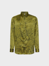 Camicia In Seta Floreale Verde