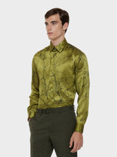 Camicia in seta floreale verde