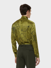 Camicia In Seta Floreale Verde