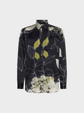 Camicia In Seta Floreale Nera