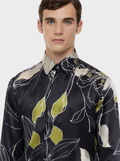 Camicia In Seta Floreale Nera