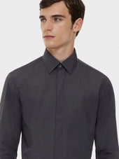 Camicia Slim In Cotone Grigia