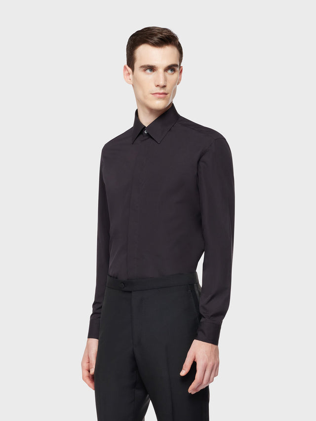 Camicia slim in cotone nera