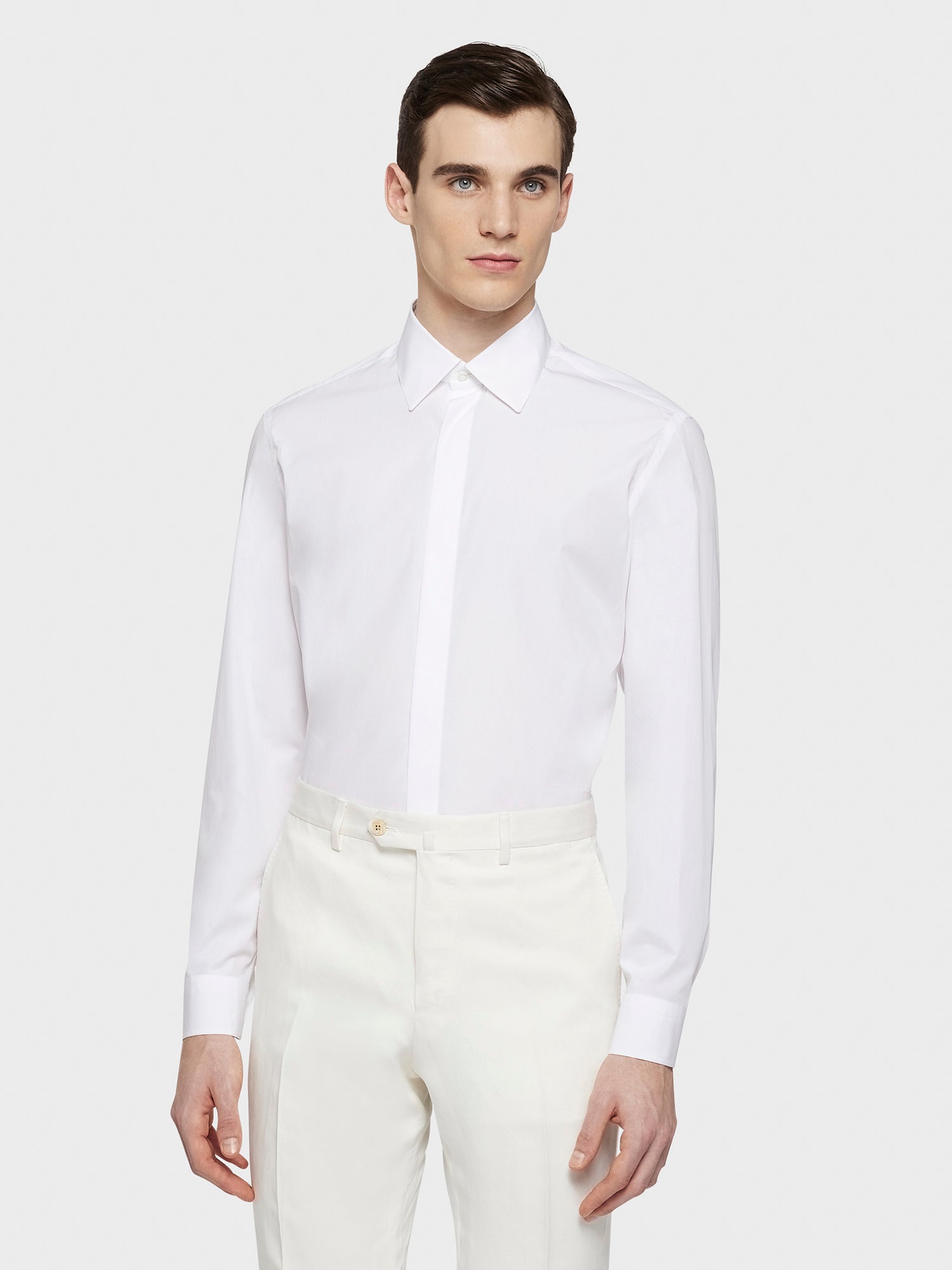Camicia Slim In Cotone Bianco