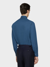 Camicia Slim In Cotone Blu Notte