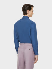 Camicia Slim In Cotone Blu