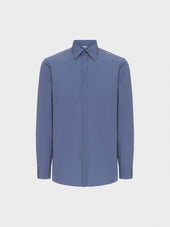 Camicia Slim In Cotone Azzurra