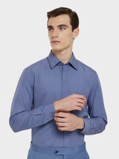 Camicia Slim In Cotone Azzurra