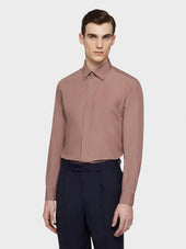 Camicia slim in cotone rosa