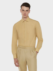 Camicia slim in cotone giallo senape