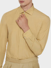 Camicia Slim In Cotone Giallo Senape