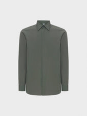 Camicia Slim In Cotone Verde Salvia