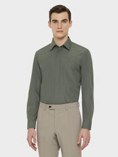 Camicia slim in cotone verde salvia