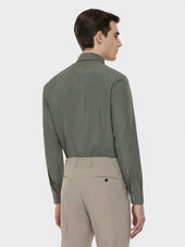 Camicia Slim In Cotone Verde Salvia