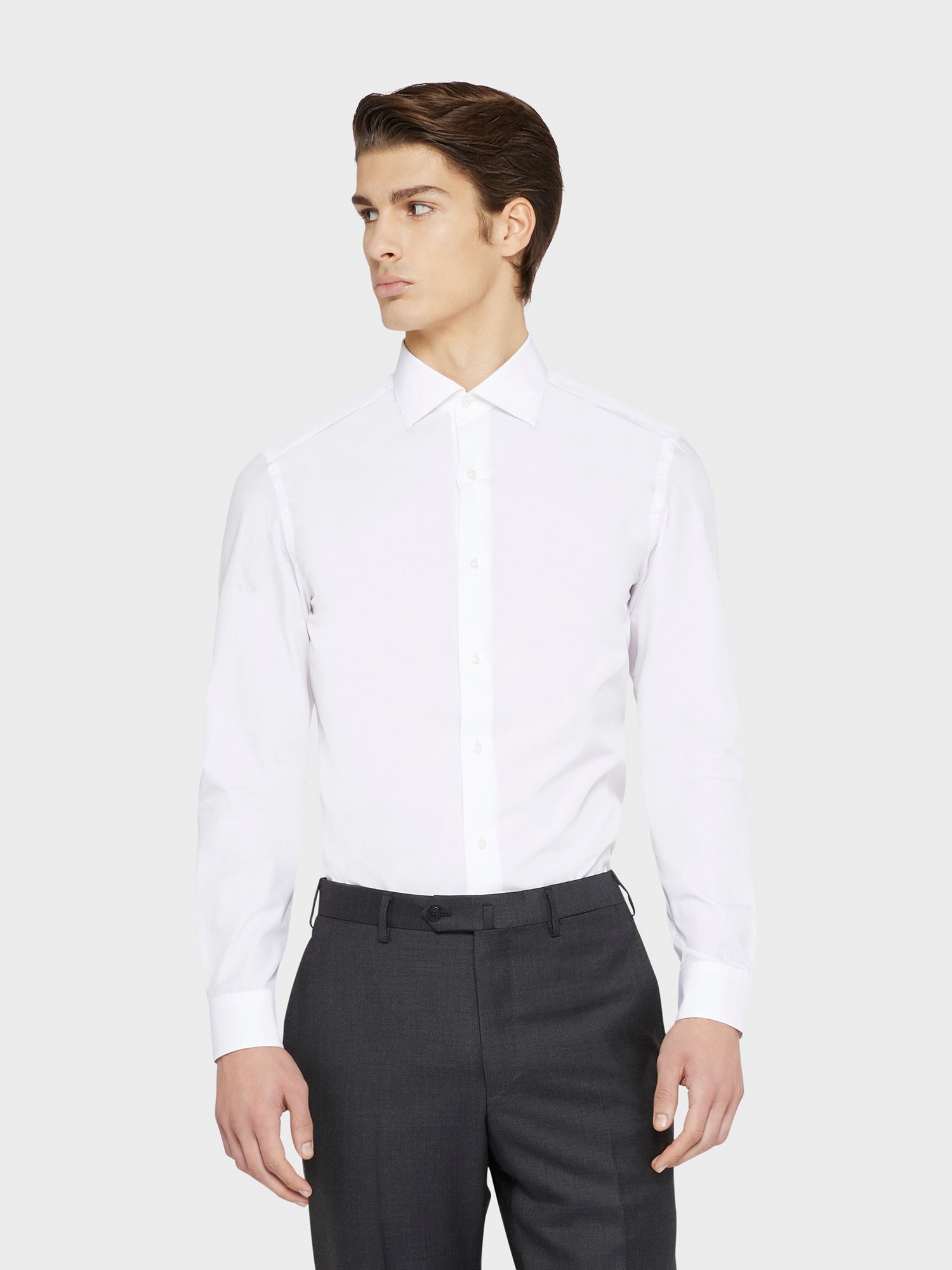 Camicia slim in cotone bianco