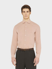 Camicia slim in cotone rosa antico