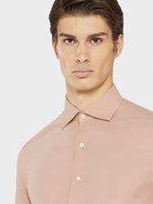 Camicia Slim In Cotone Rosa Antico
