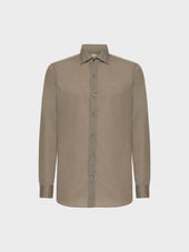 Camicia Slim In Cotone Color Sabbia