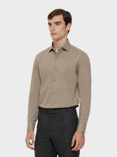 Camicia slim in cotone color sabbia